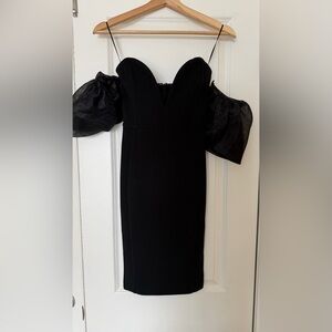 Elegant Black Puff Sleeve Dress